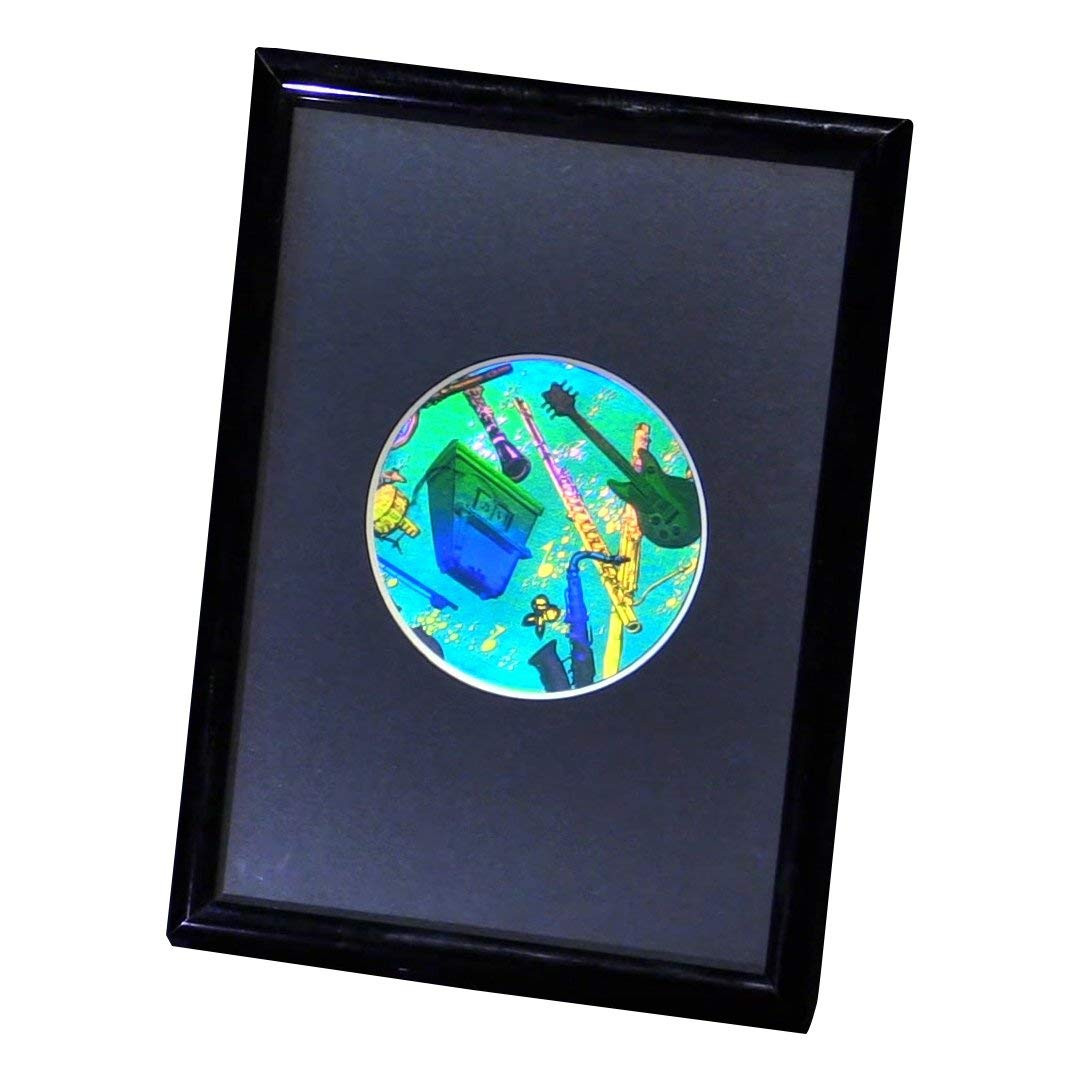 Musical Instruments Small Round Hologram Picture (FRAMED), 3D Collectible Embossed Type Hologram